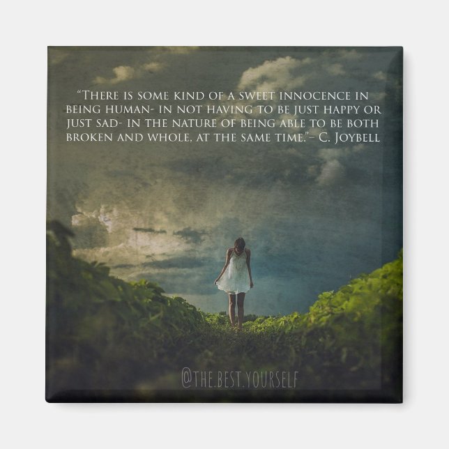 square fridge magnet with inspiring message (Front)