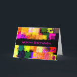 Square Geometric Happy Birthday Card<br><div class="desc">Modern,  groovy multicolored geometric pattern using colourful abstract squares and circles. A kaleidoscope of colours makes up this contemporary design.</div>