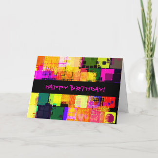 Square Geometric Happy Birthday Card
