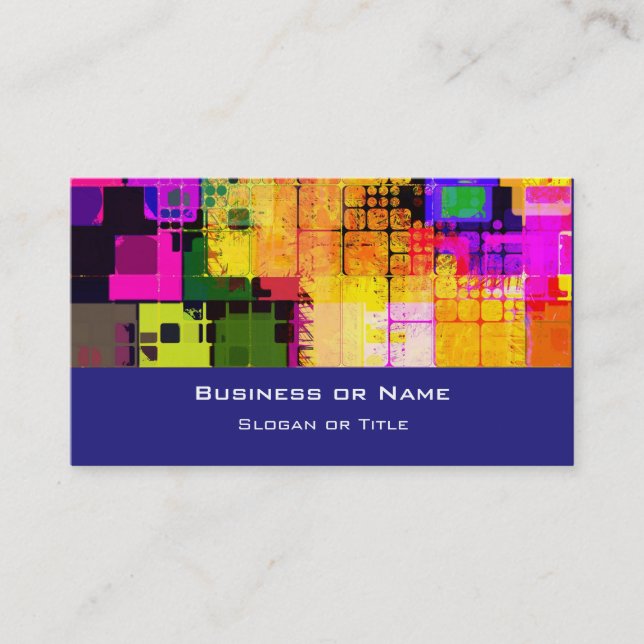 Square Geometric Multicolored Pattern Business Card (Front)
