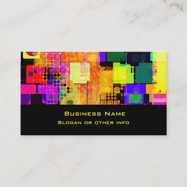 Square Geometric Multicolored Pattern Business Card (Front)