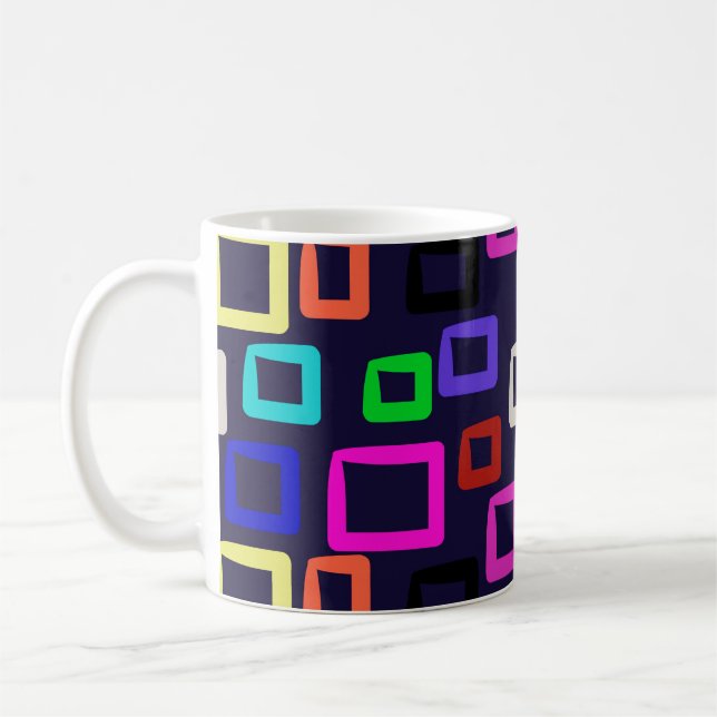 Square geometric painting, seamless design graphic coffee mug (Left)