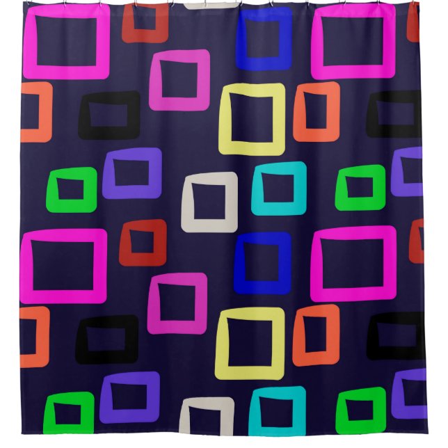 Square geometric painting, seamless design graphic shower curtain (Front)