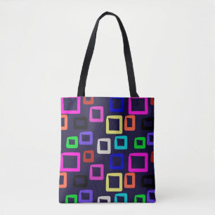 Square geometric painting, seamless design graphic tote bag