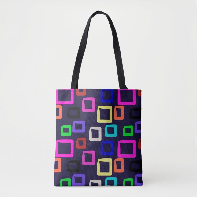 Square geometric painting, seamless design graphic tote bag (Front)