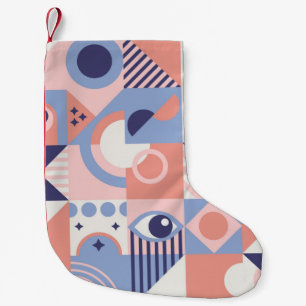 Square Geometric Shapes Background. Aesthetics in Small Christmas Stocking