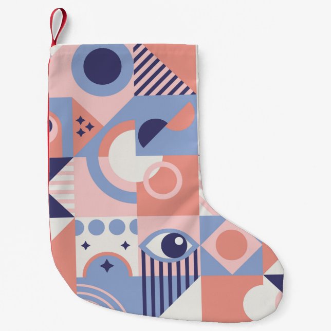 Square Geometric Shapes Background. Aesthetics in  Small Christmas Stocking (Front)