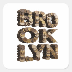 Square Gold BROOKLYN Sticker Print