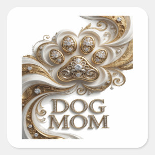 Square Gold DOG MOM Decal Art Sticker
