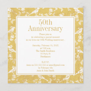 Square Golden 5oth Wedding Anniversary Invitation