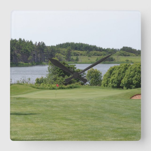 Square golf scene clock (Front)