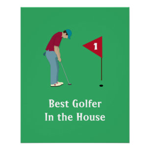 Square Green Golfer Putting  Poster