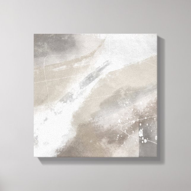 Square Grey Beige Minimalist Modern Abstract Canvas Print (Front)