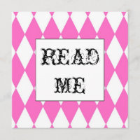 Square Harlequin Alice invitation