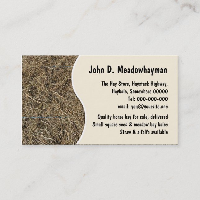 Square hay bales close-up business card (Front)