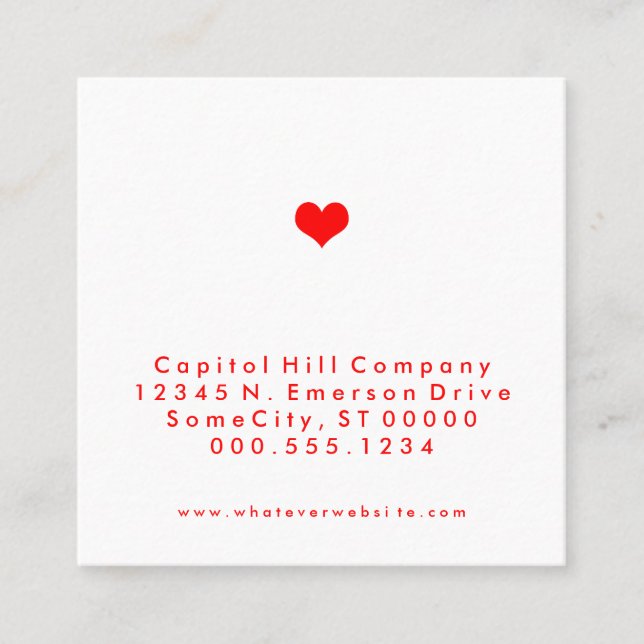 square heart appointment reminder card (Front)
