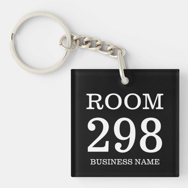 Square hotel room keychains with custom numbers (Front)