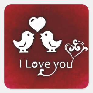 Square I Love You Birds And Hearts Square Stickers
