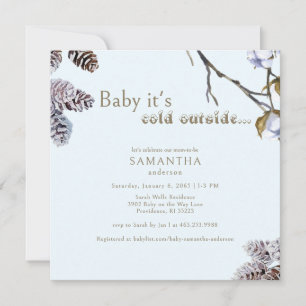 Square Icy Blue Baby It's Cold Outside Shower Invitation