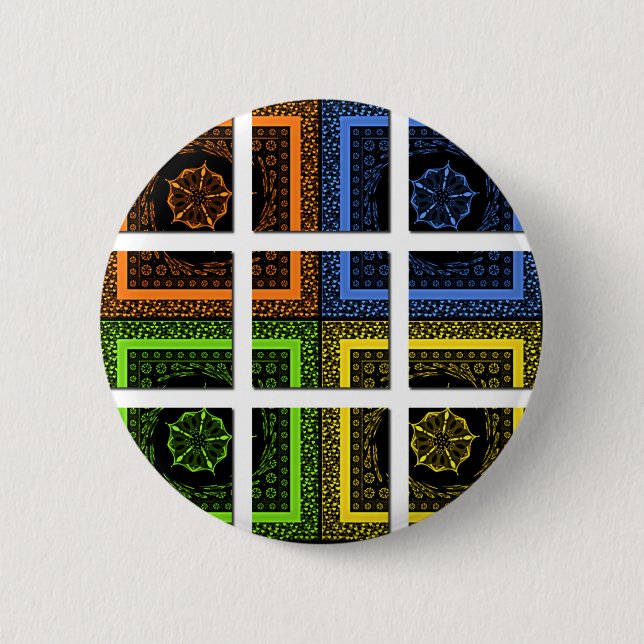 Square in a box 6 cm round badge (Front)