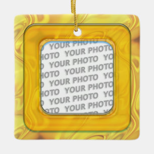 Square in Square Frame coloured IV + your photo Ceramic Tree Decoration