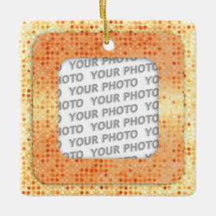 Square in Square Frame dots 1 + your photo Ceramic Tree Decoration
