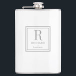 Square Initial EDITABLE COLOR Personalised Flask<br><div class="desc">Visit our website www.berryberrysweet.com for stylish stationery designs and custom gifts!</div>