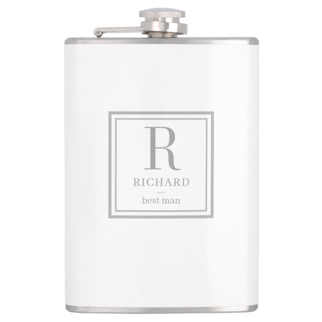 Square Initial EDITABLE COLOR Personalised Flask (Front)