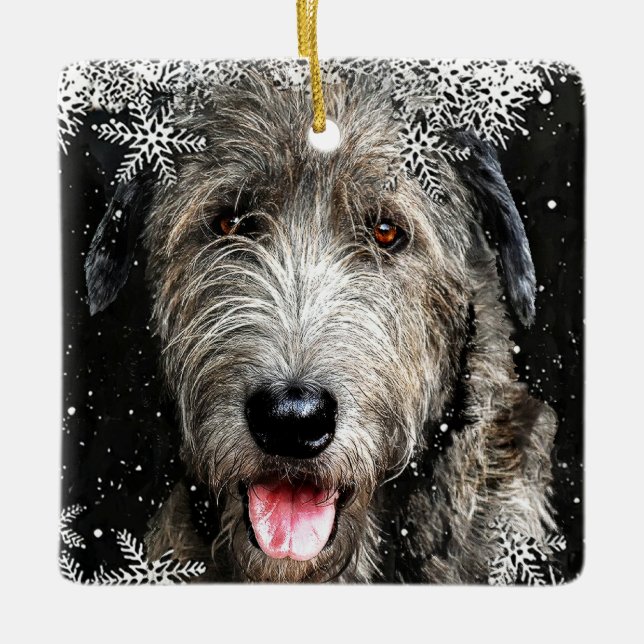 Square Irish Wolfhound Christmas Ornament (Front)