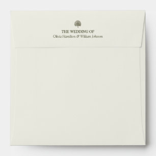 Square Ivory & Gold Address Panel Wedding Envelope