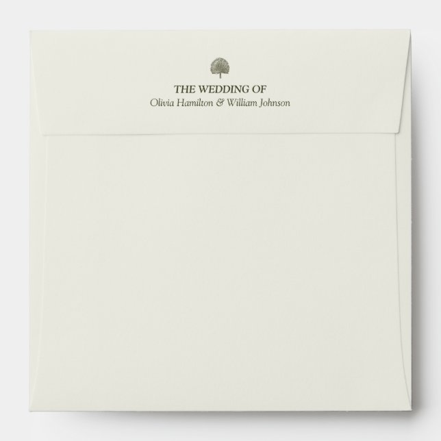 Square Ivory & Gold Address Panel Wedding Envelope (Back (Top Flap))