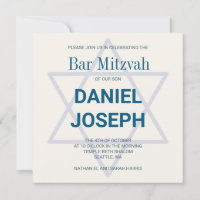 Square jewish star Bar Mitzvah Invitation