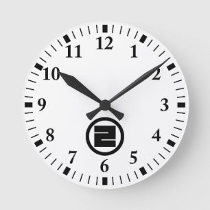 Square kanji character for ONE in circle Round Clock
