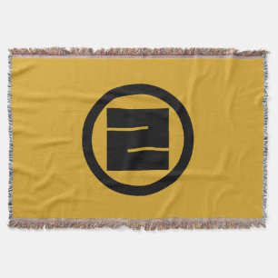 Square kanji character for ONE in circle Throw Blanket