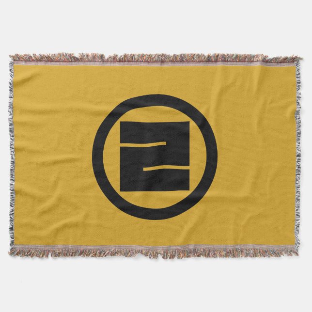 Square kanji character for ONE in circle Throw Blanket (Front)