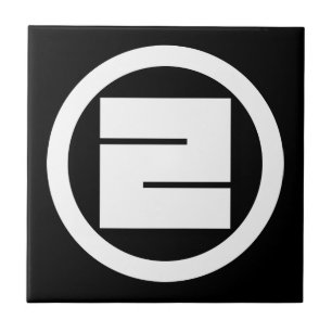 Square kanji character for ONE in circle Tile