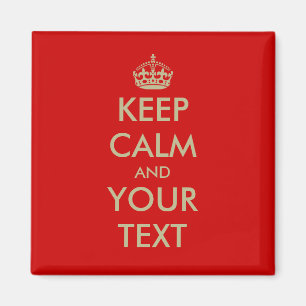 Square Keep calm magnet with faux gold letters