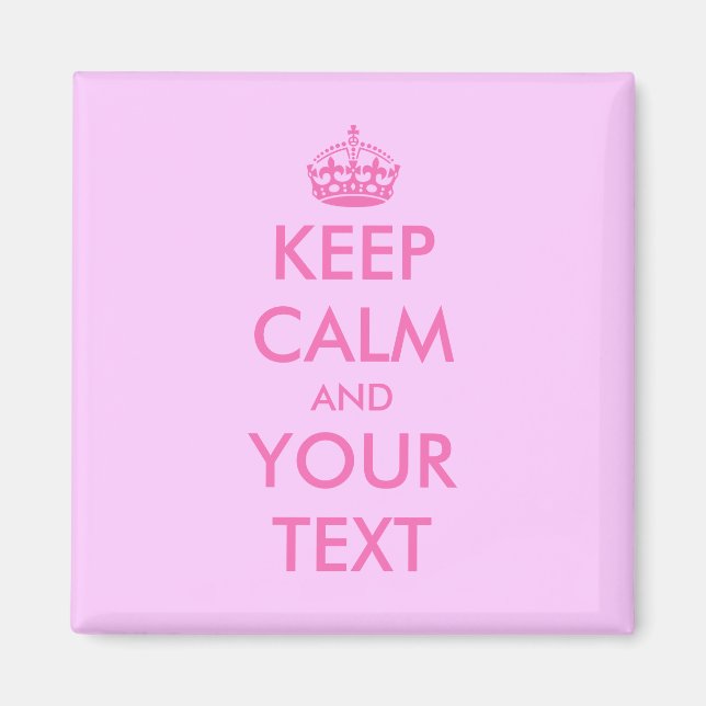 Square Keep calm magnet with pink letters (Front)