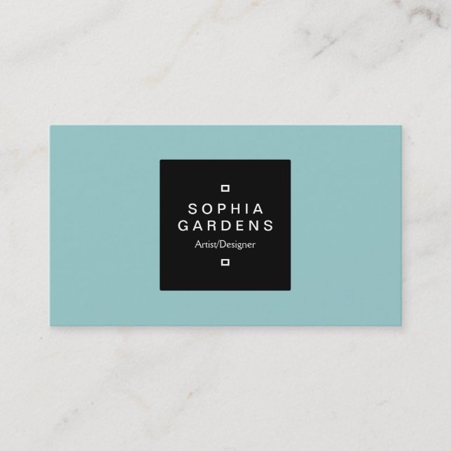 Square Label 01 - Light Blue Green Business Card (Front)