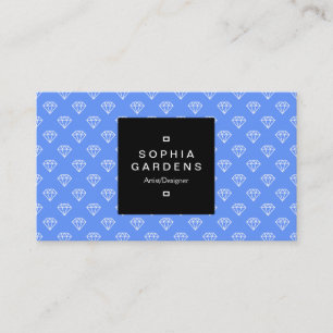 Square Label 01a - Diamonds - White on Baby Blue Business Card