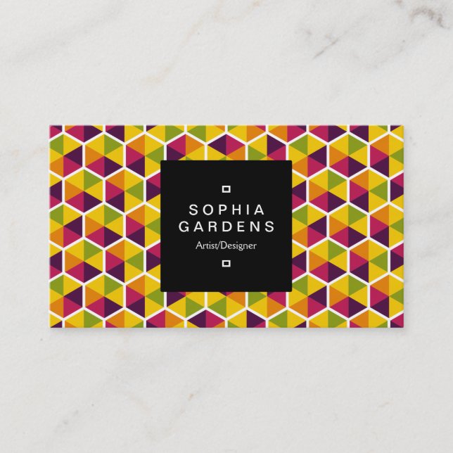 Square Label 01a - Hexagonal Pattern 01 Business Card (Front)