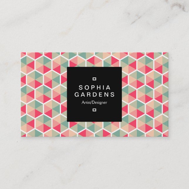 Square Label 01a - Hexagonal Pattern 04 Business Card (Front)