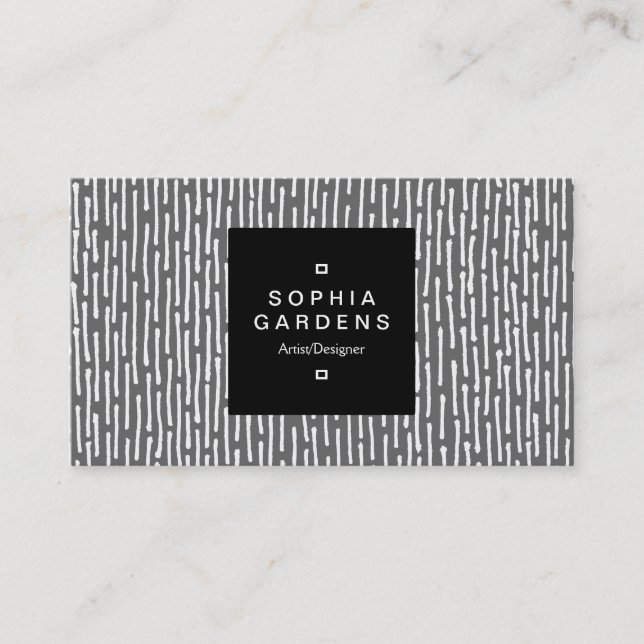 Square Label 01a - Lines - White on Grey Business Card (Front)