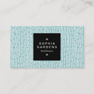 Square Label 01a - Lines - White on lt Blue Green Business Card