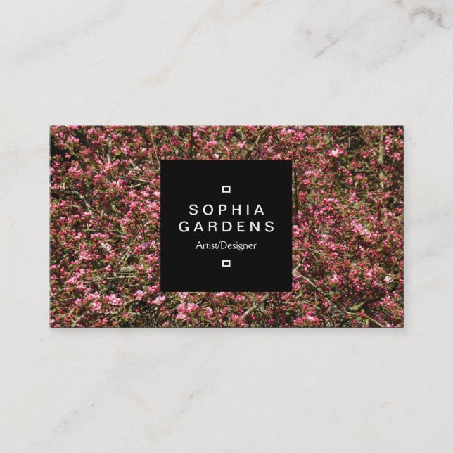 Square Label 01a - Pink Cherry Blossom 02 Business Card (Front)