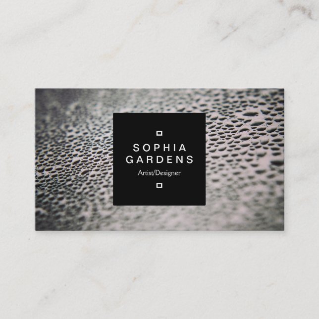 Square Label 01a - Water Droplets on Glass 02 Business Card (Front)