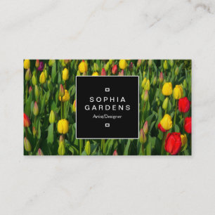 Square Label 02a - Bed of Tulips Business Card