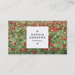 Square Label 03a - Bed of Tulips Business Card