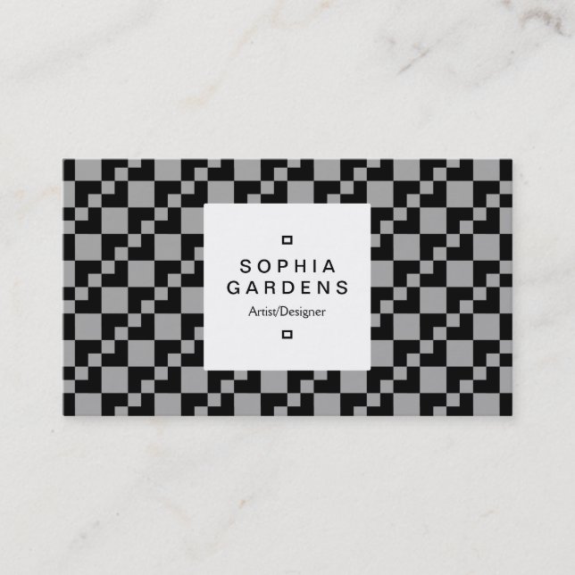 Square Label 03a - Domino Patchwork Business Card (Front)