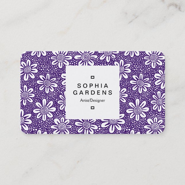 Square Label 03a - Pattern 140617 - Deep Purple Business Card (Front)